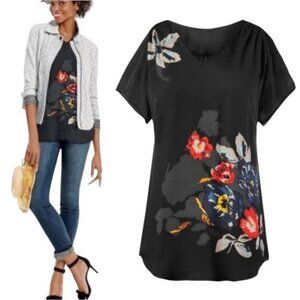 Anthropologie Black Floral Blouse